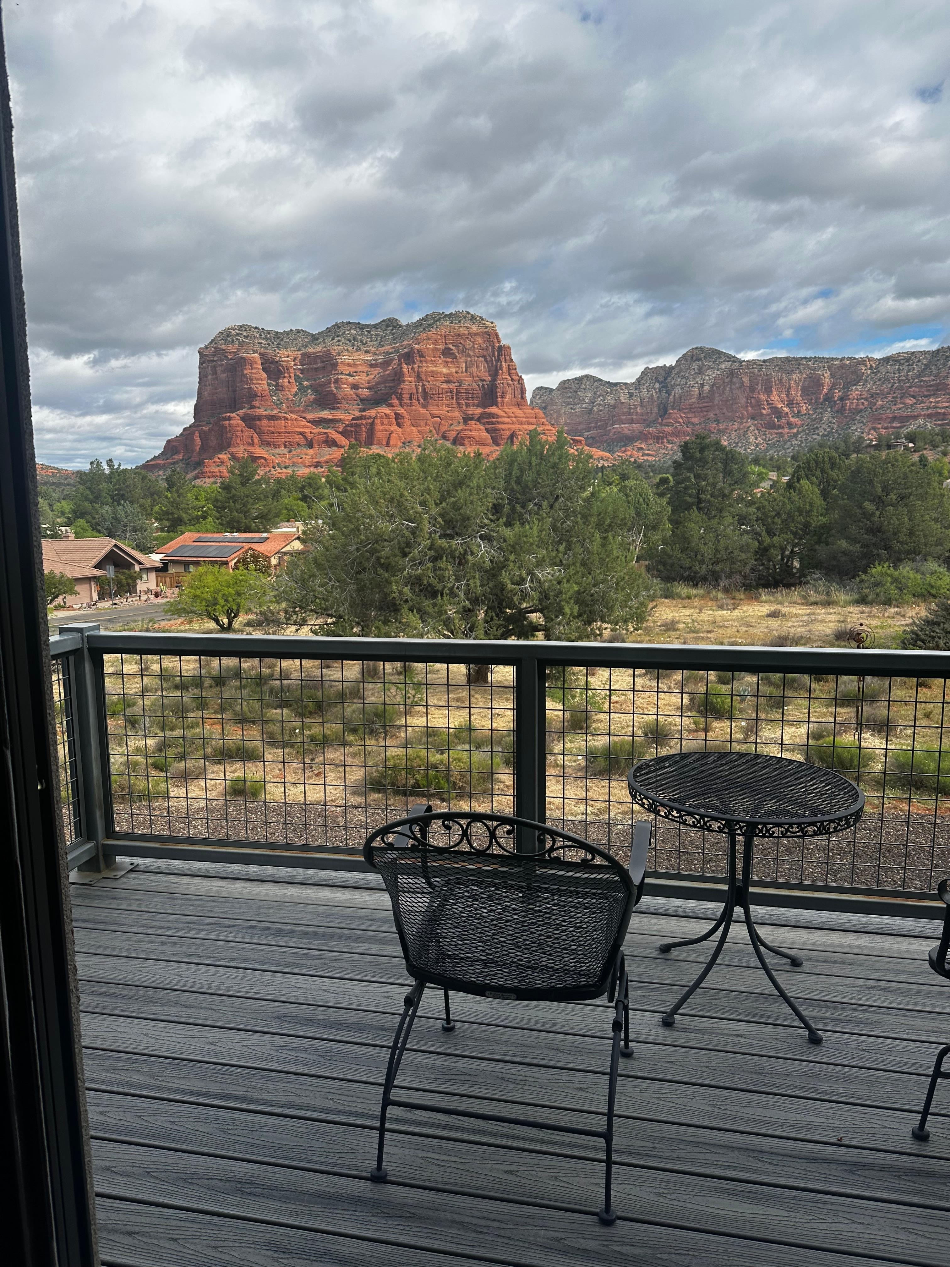 View from the balcony onto the Courthouse Butte