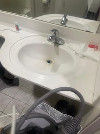 This is just part of the restroom, the tub was equally dirty