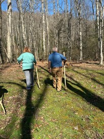 Hiking around the property.