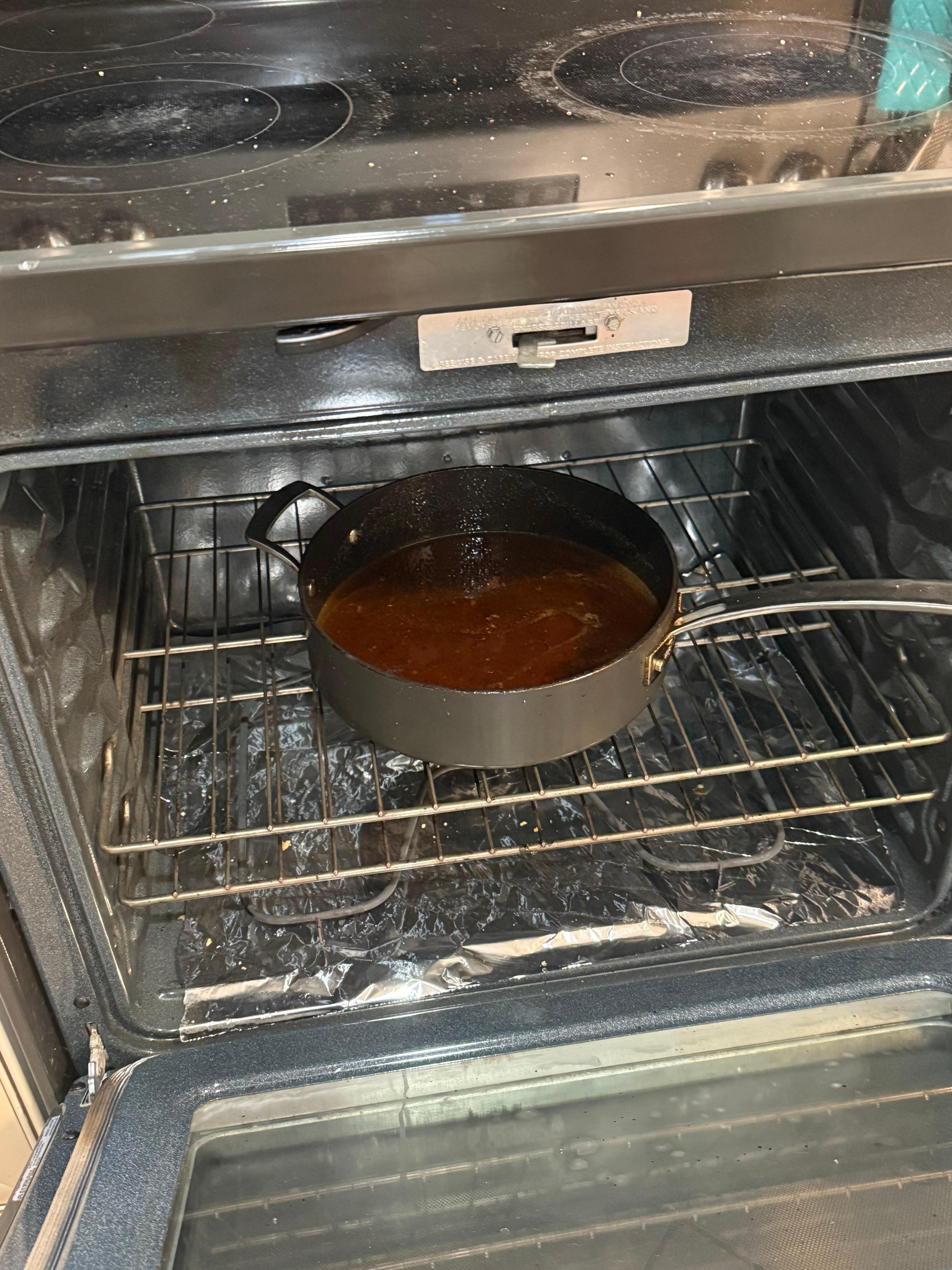 Grease Pot in Oven