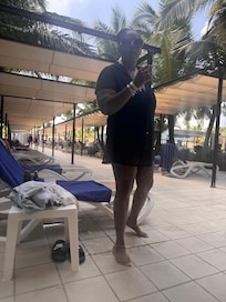 Sister showing off her new tan