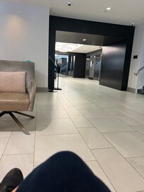 Lobby seating facing elevators for