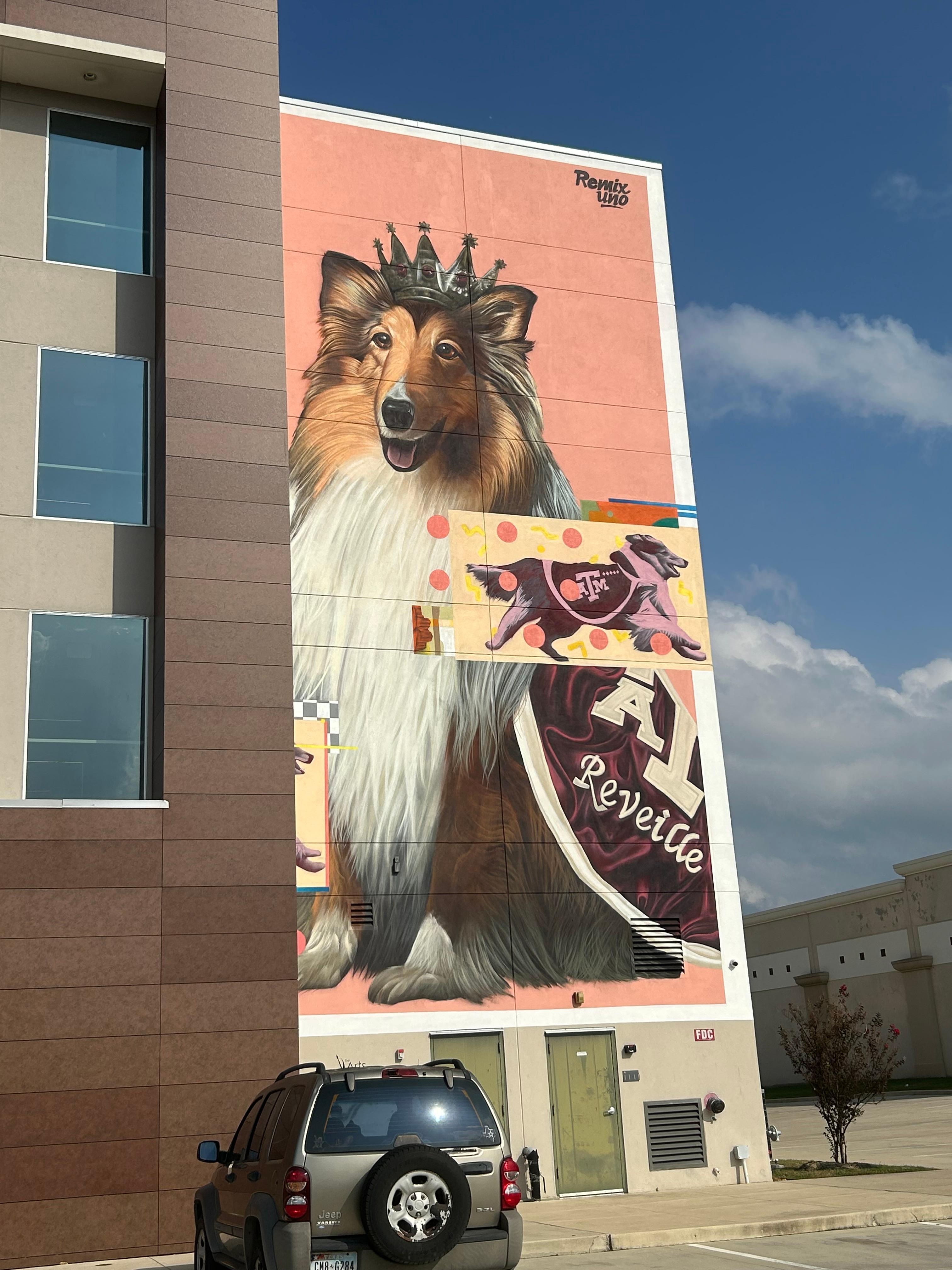 Perfect mural for an A&M hotel. 