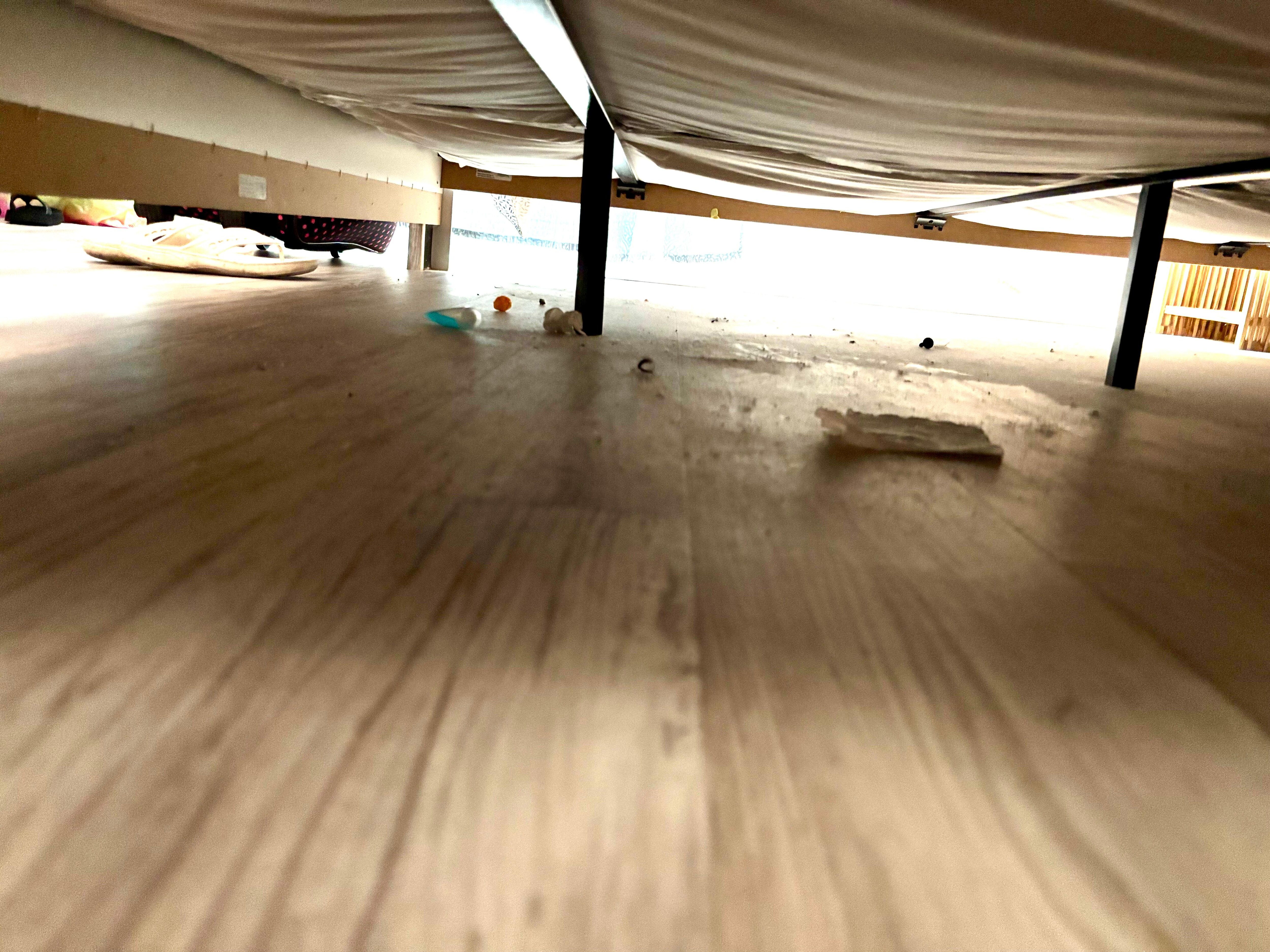 Under the master bed - filthy dirty 