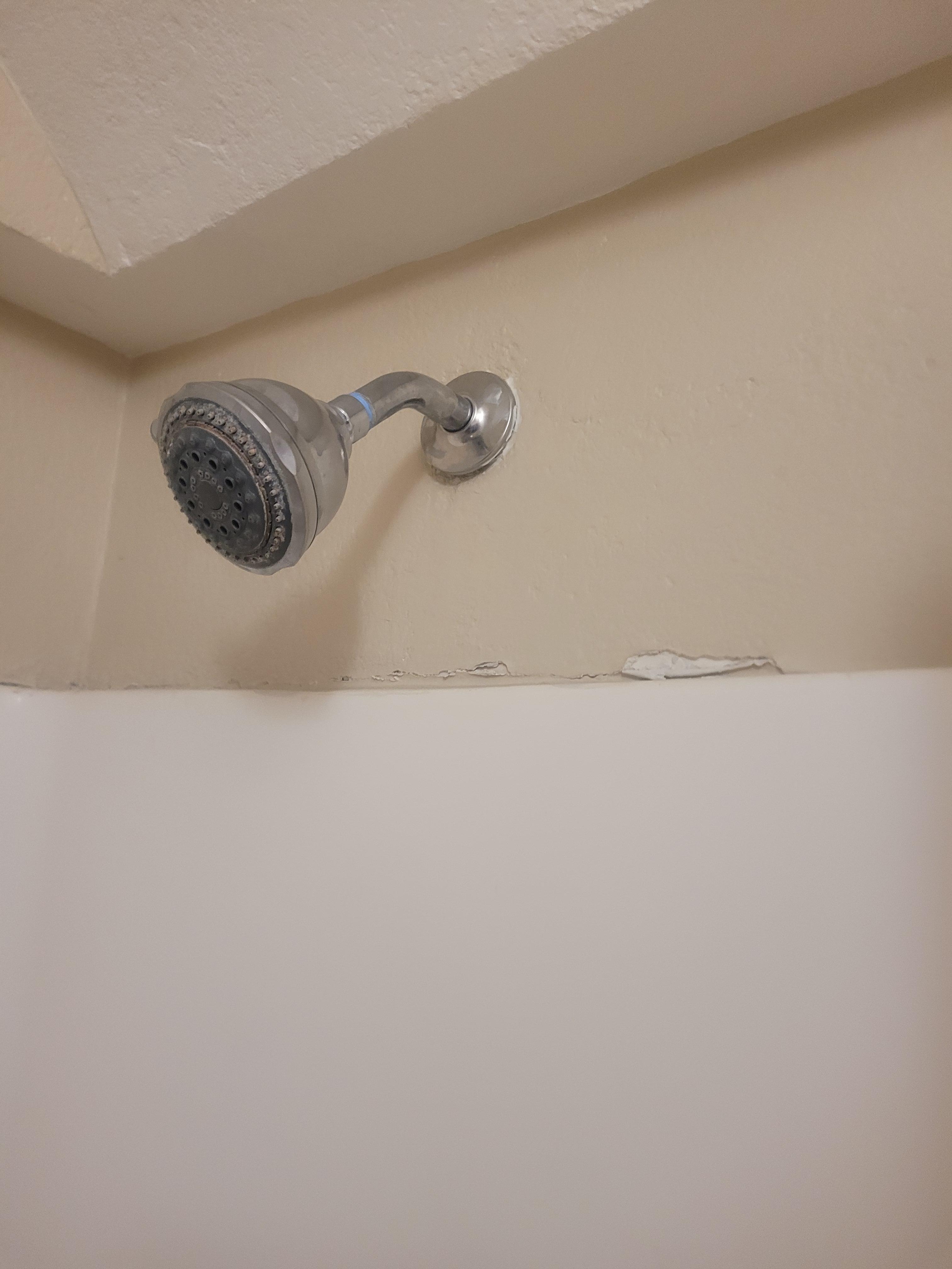 The shower wall is Hideous with water damage 