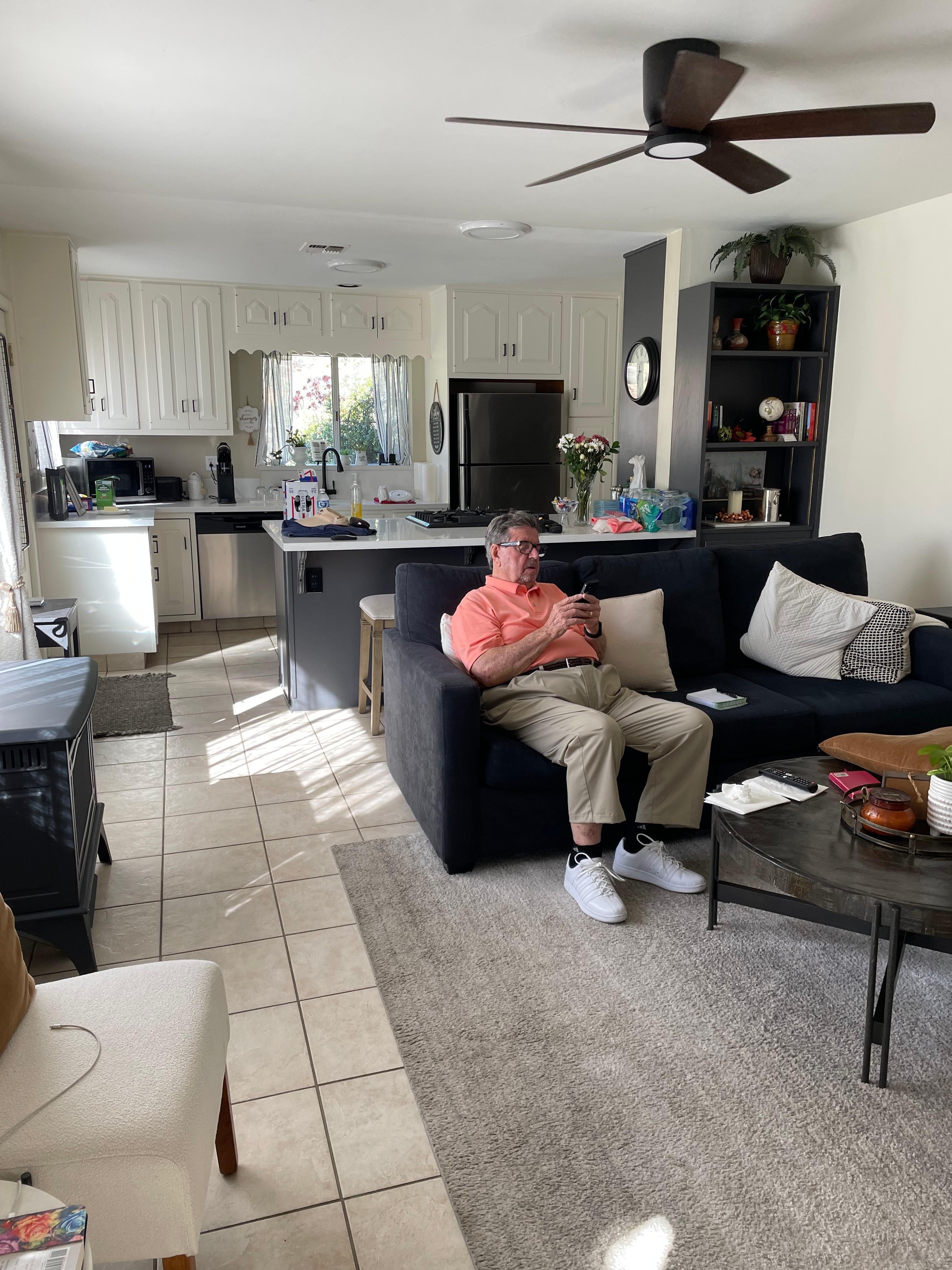 Enjoying coffee before we start our day.