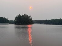 Sun coming up blocked by this little Island but could have paddled out for a clear view.