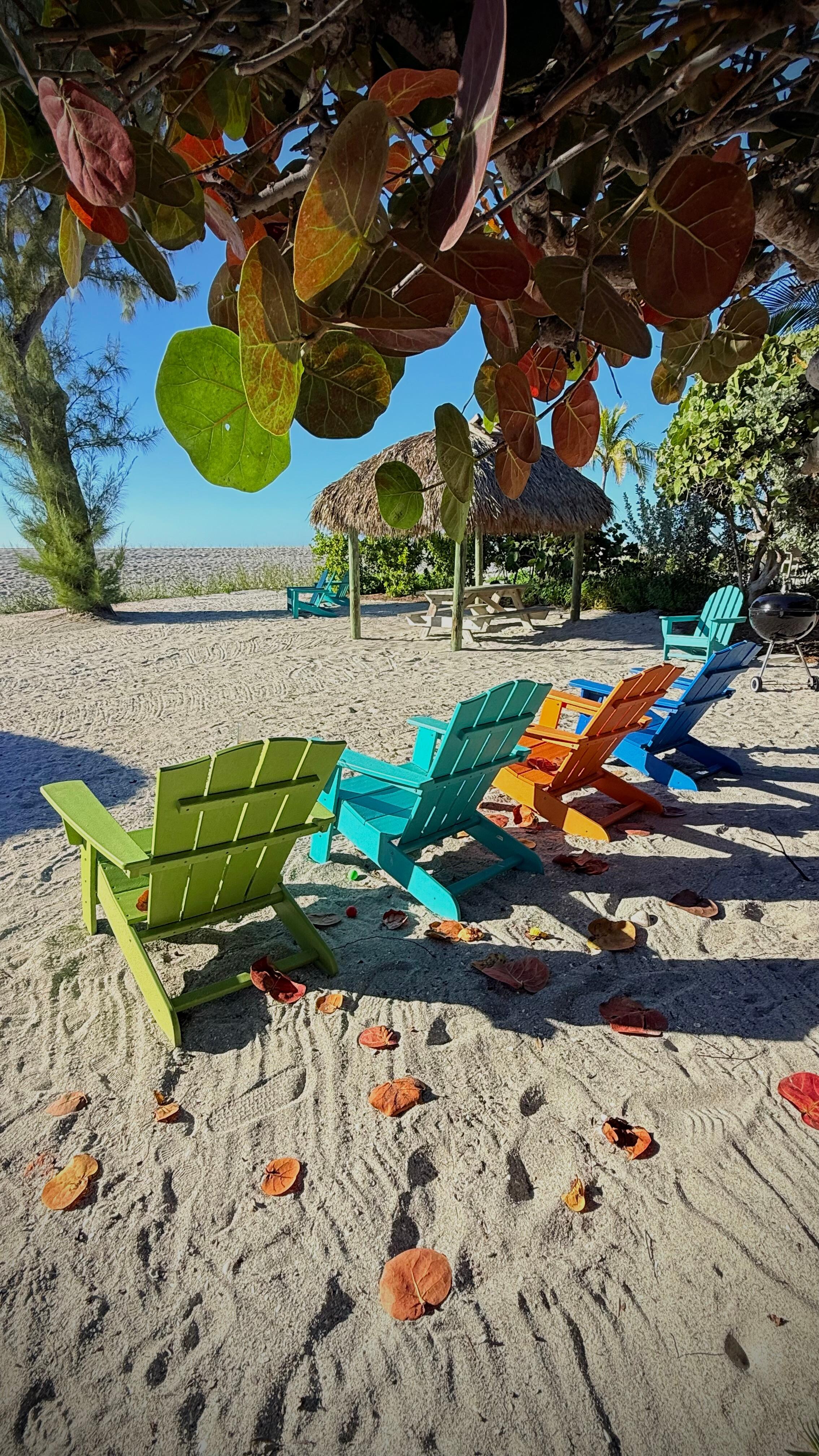 Colorful Adirondack chairs for guests