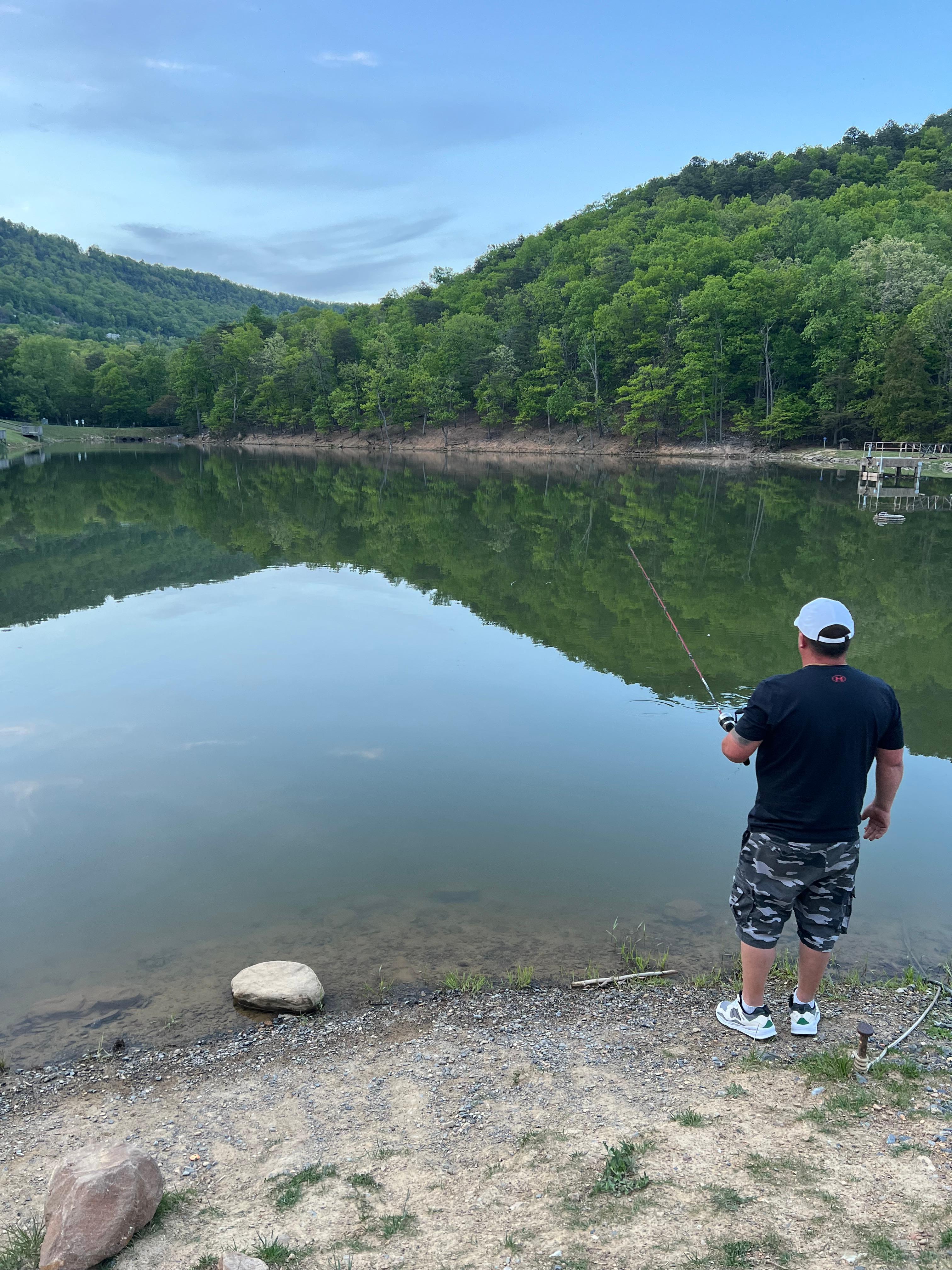 One of the fishing lakes fully stocked