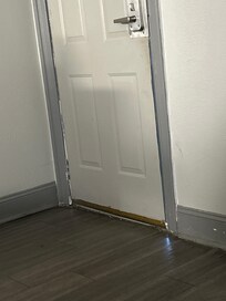 Air comes through the door can see daylight and the door is closed also from the outside the door is able to get in with a card