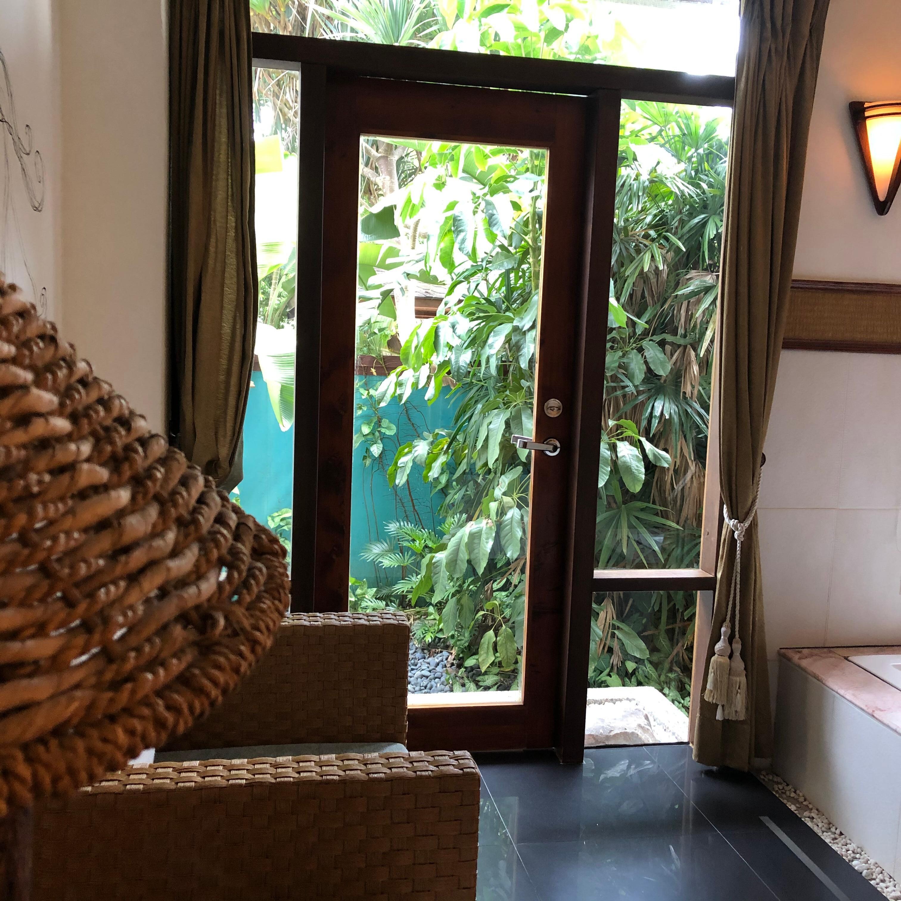 The balcony door in the room