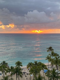 View from our balcony at sunset.