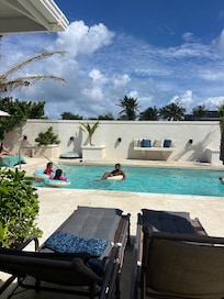 The grandchildren enjoying a dip in the pool.