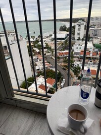Coffee every morning on the balcony.