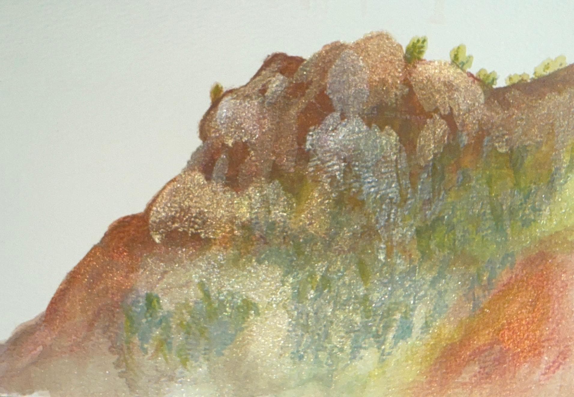 my watercolor sketch of view from patio