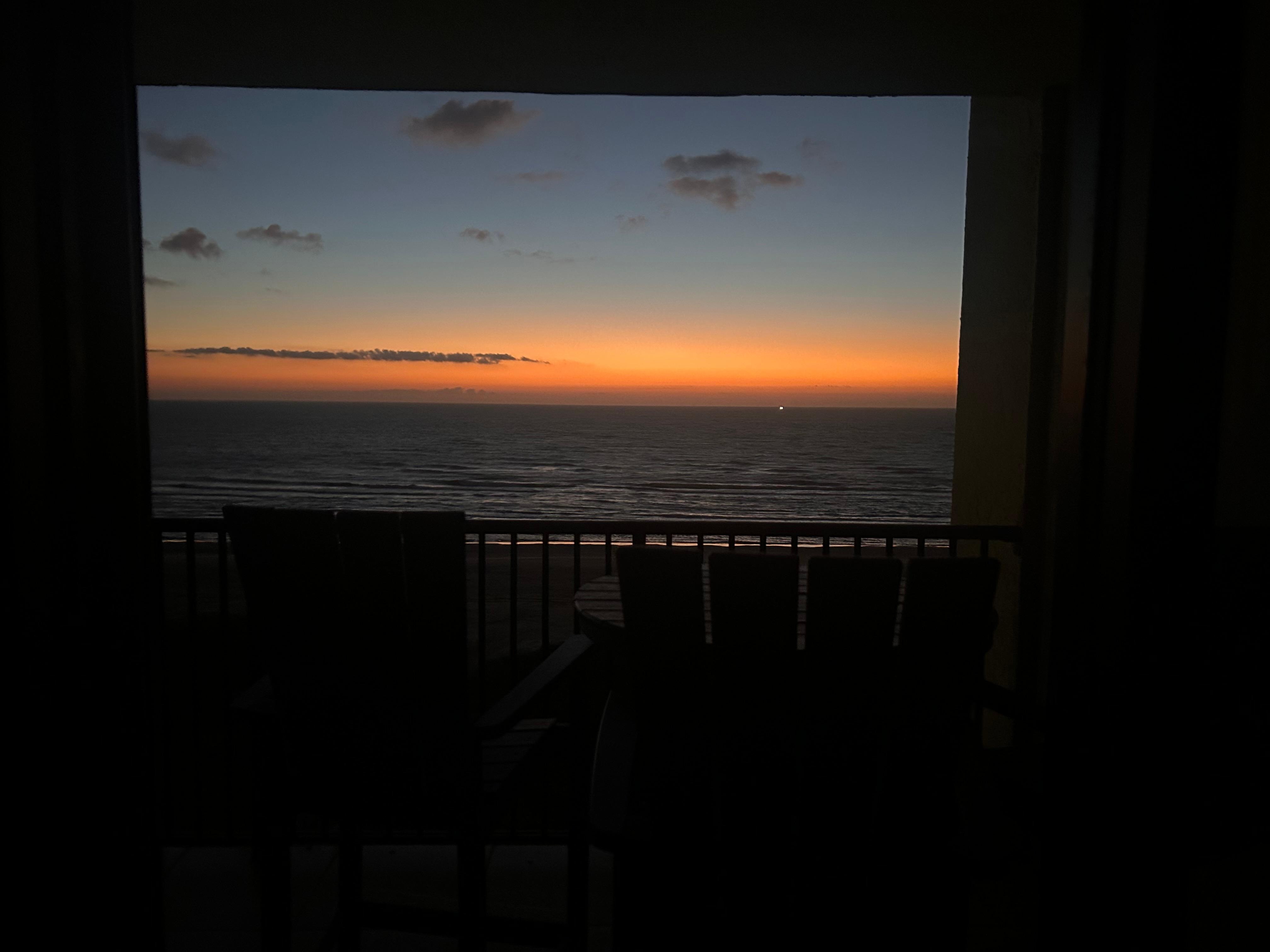 Sitting on the master bedroom bed looking out 