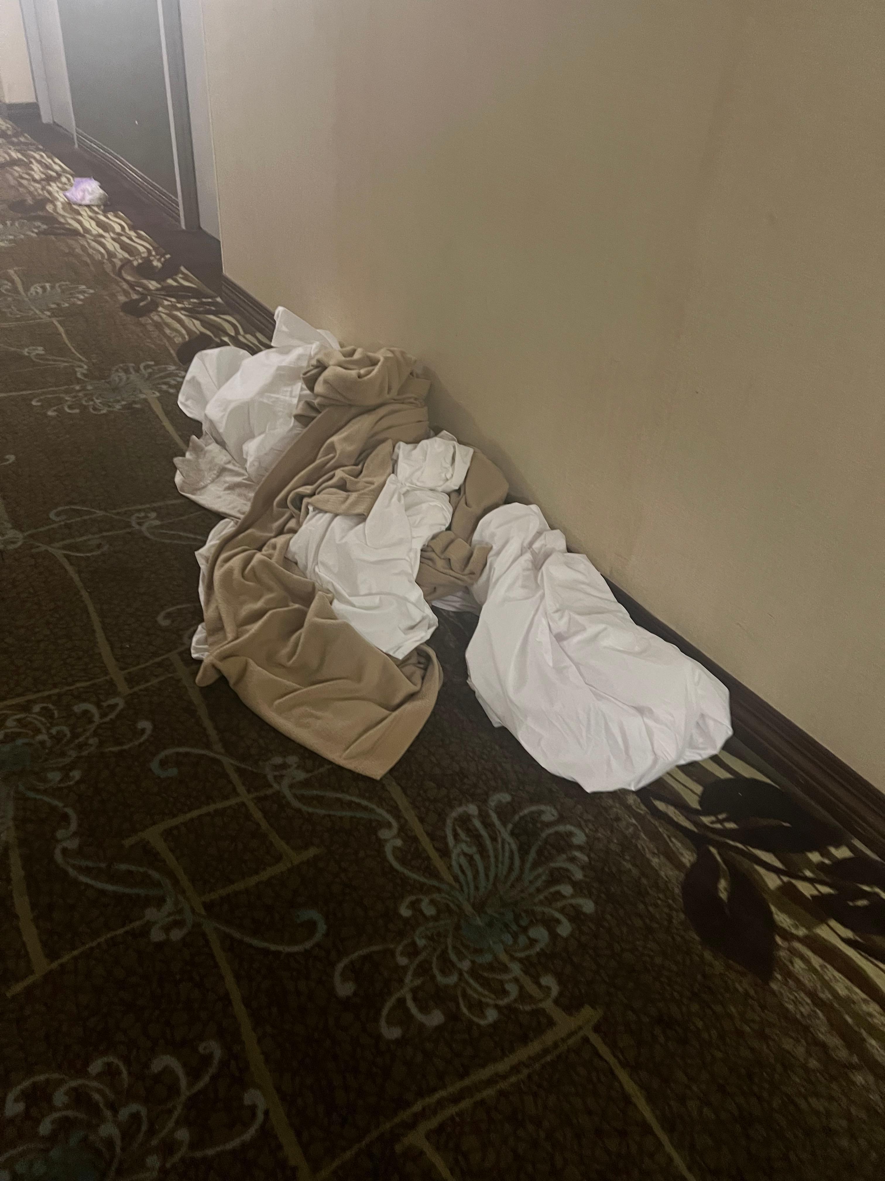 Linens thrown out in middle of night