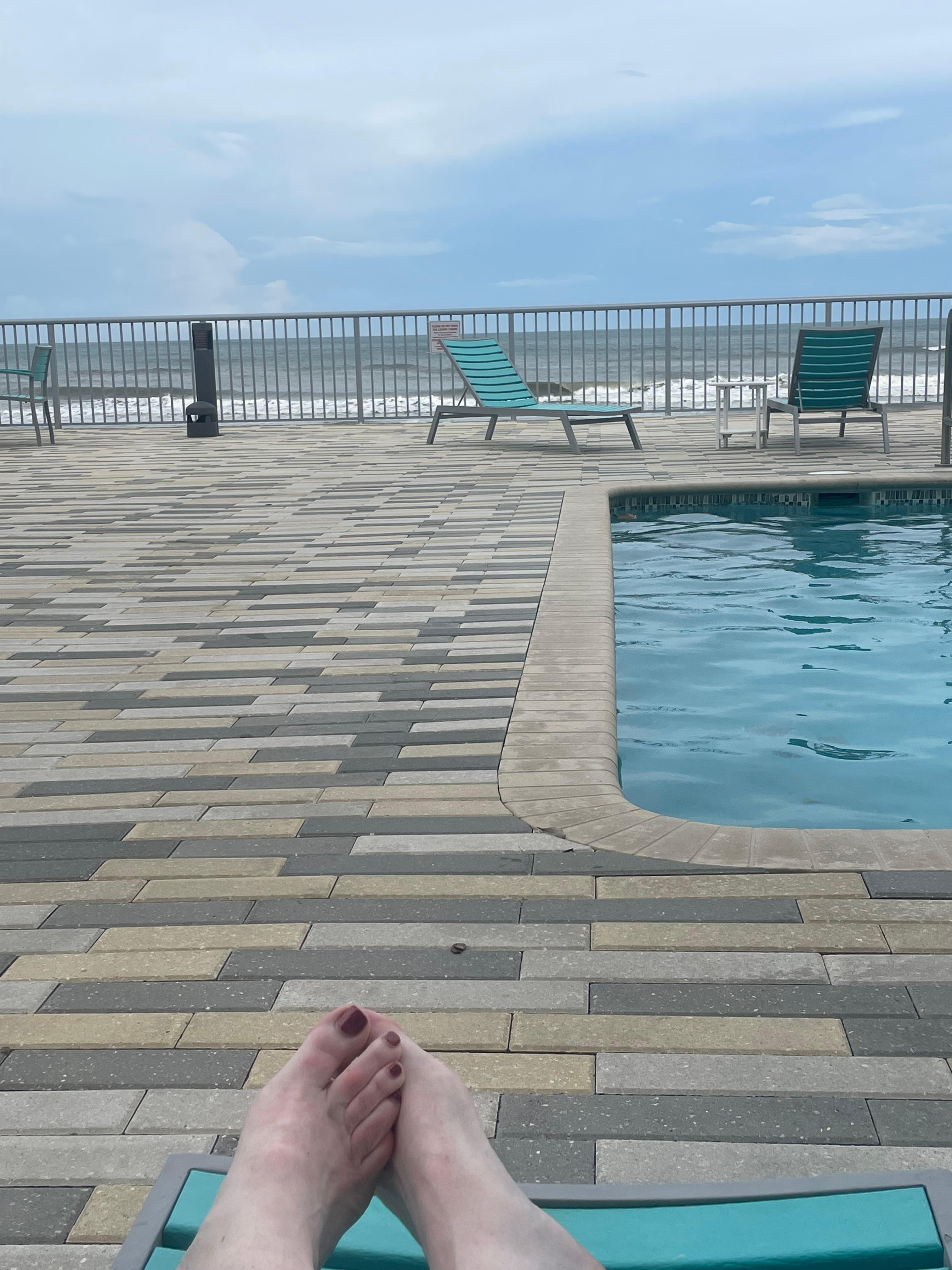 View of beach from pool deck.  Beach was just a few steps from the hotel!