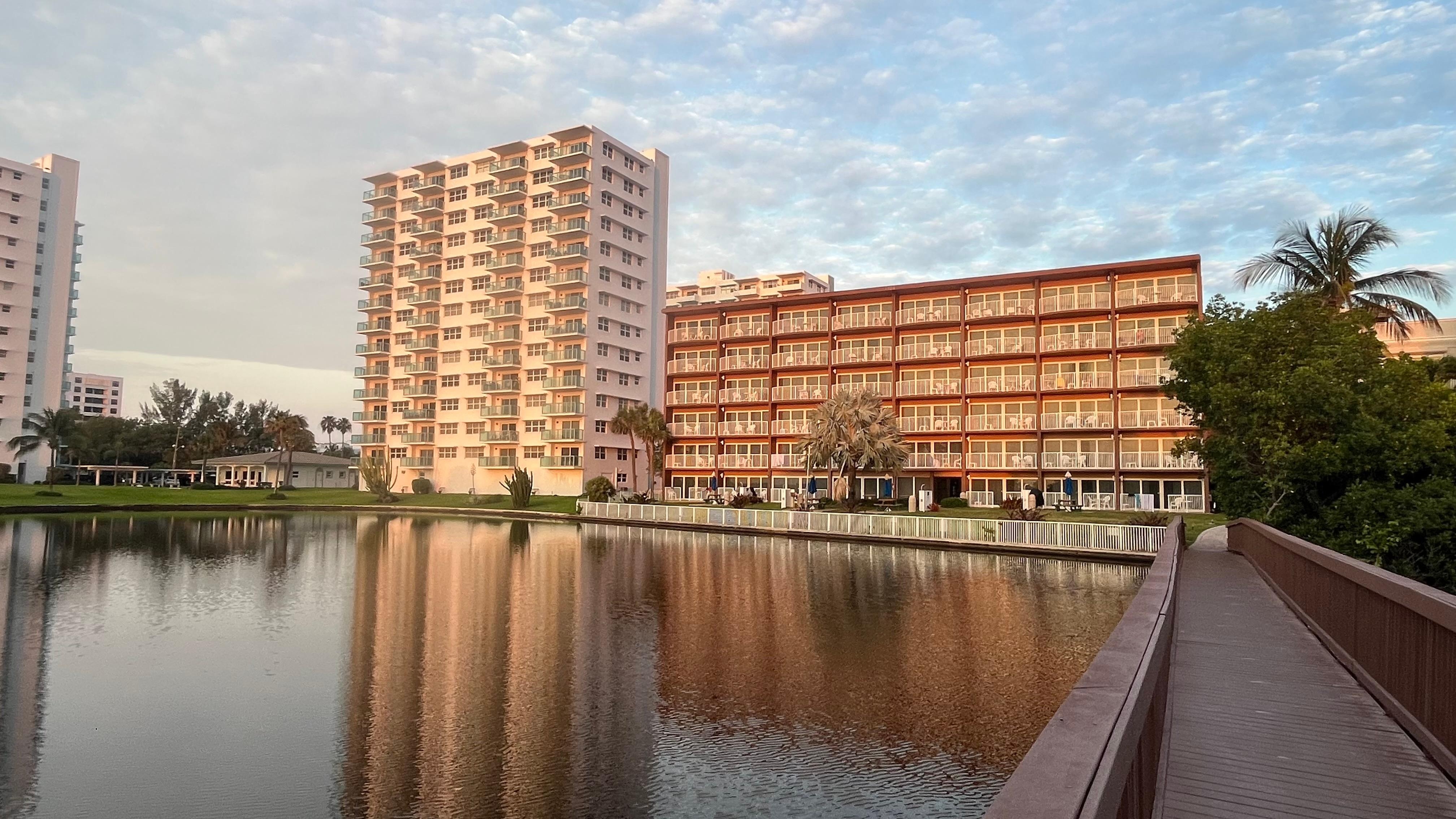 View of hotel from the beach.