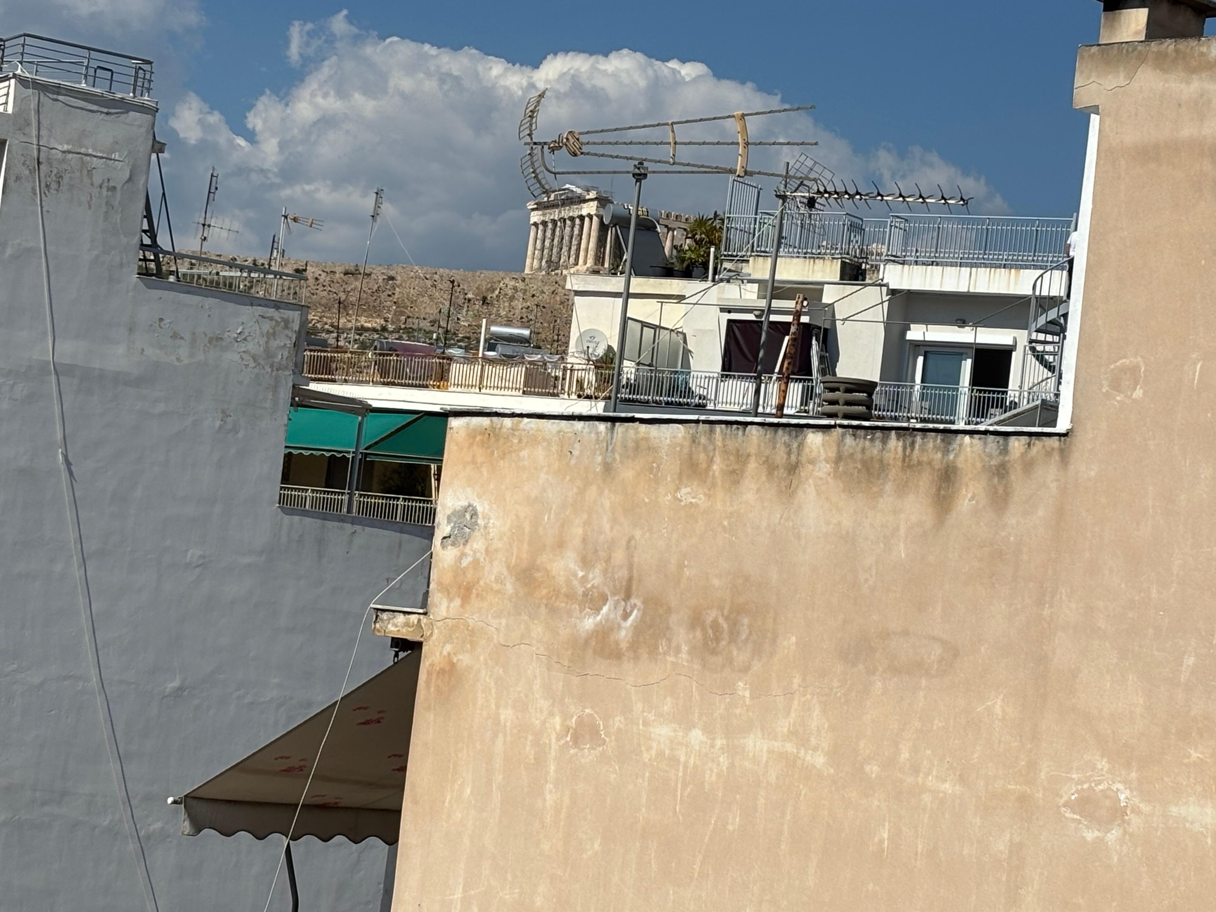 view of the Parthenon from the balcony