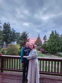 Sunset on the deck with our bride and groom
