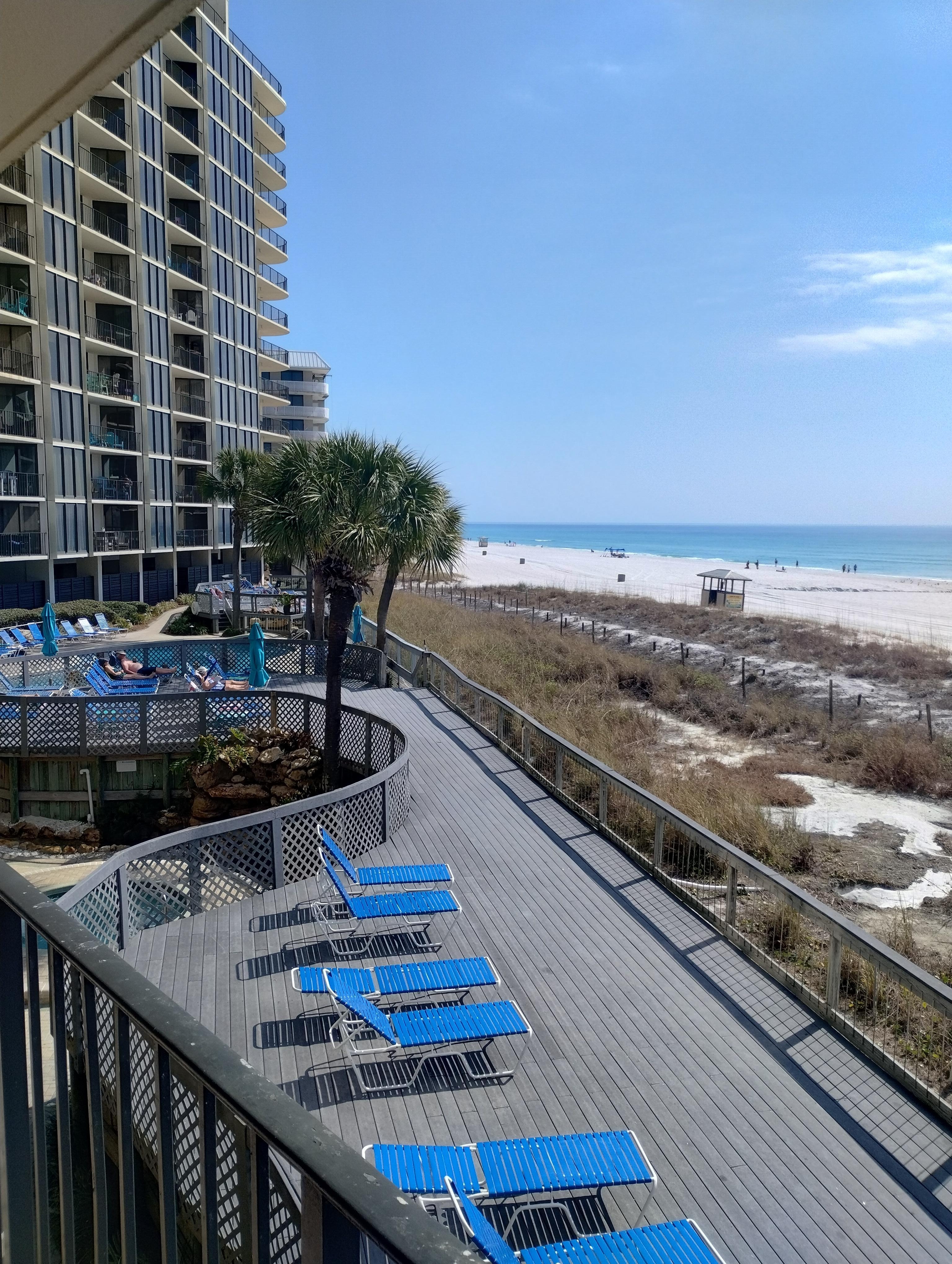 Looking down on the sun decks
