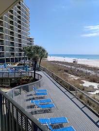 Looking down on the sun decks