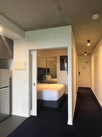 The bed and pillows are very comfortable. Quite room with a second tv.