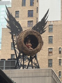 On a roof top in Times Square.