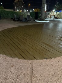 The pool is out of order and covered with wood.