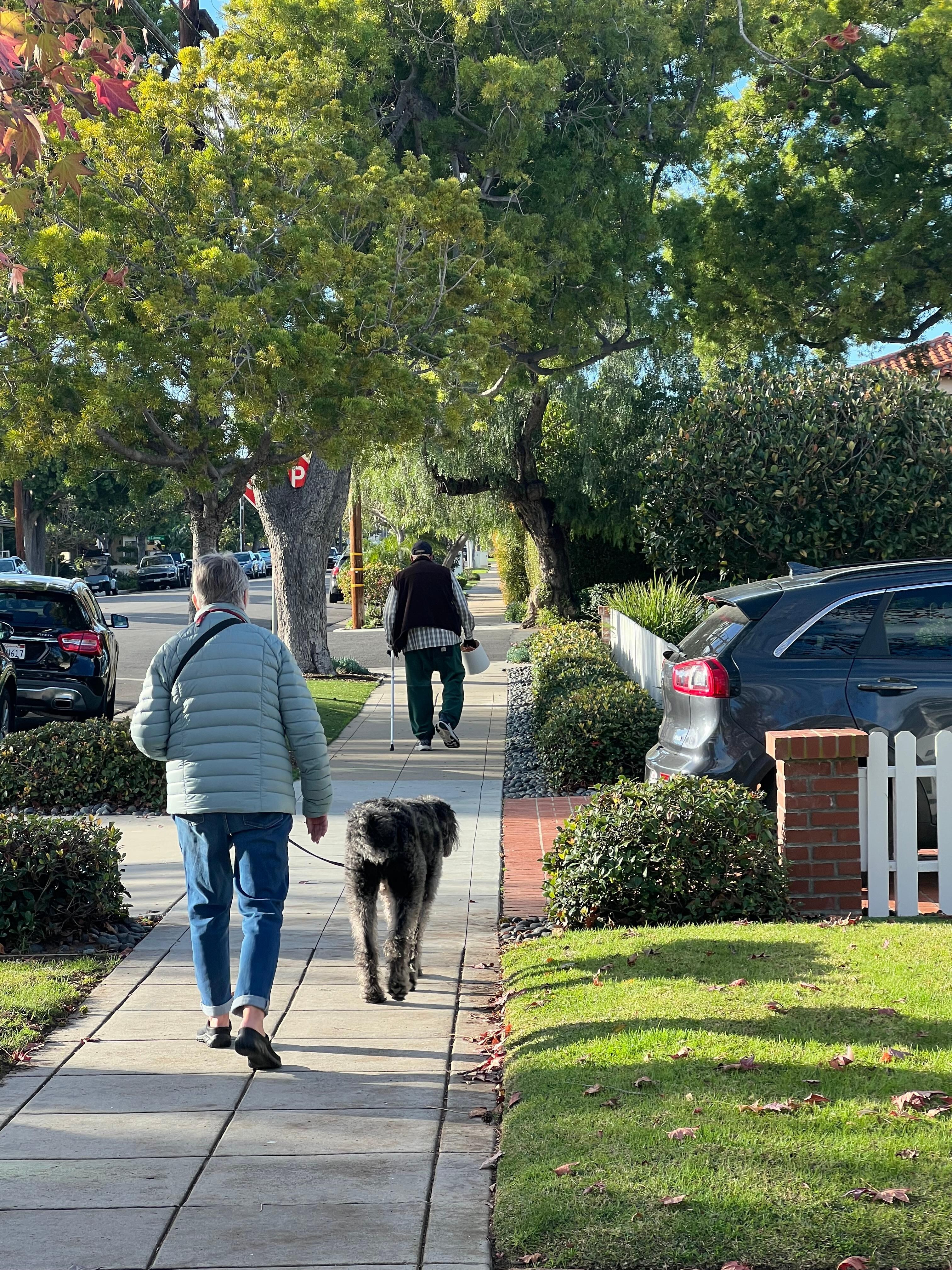 Walking into dinner.