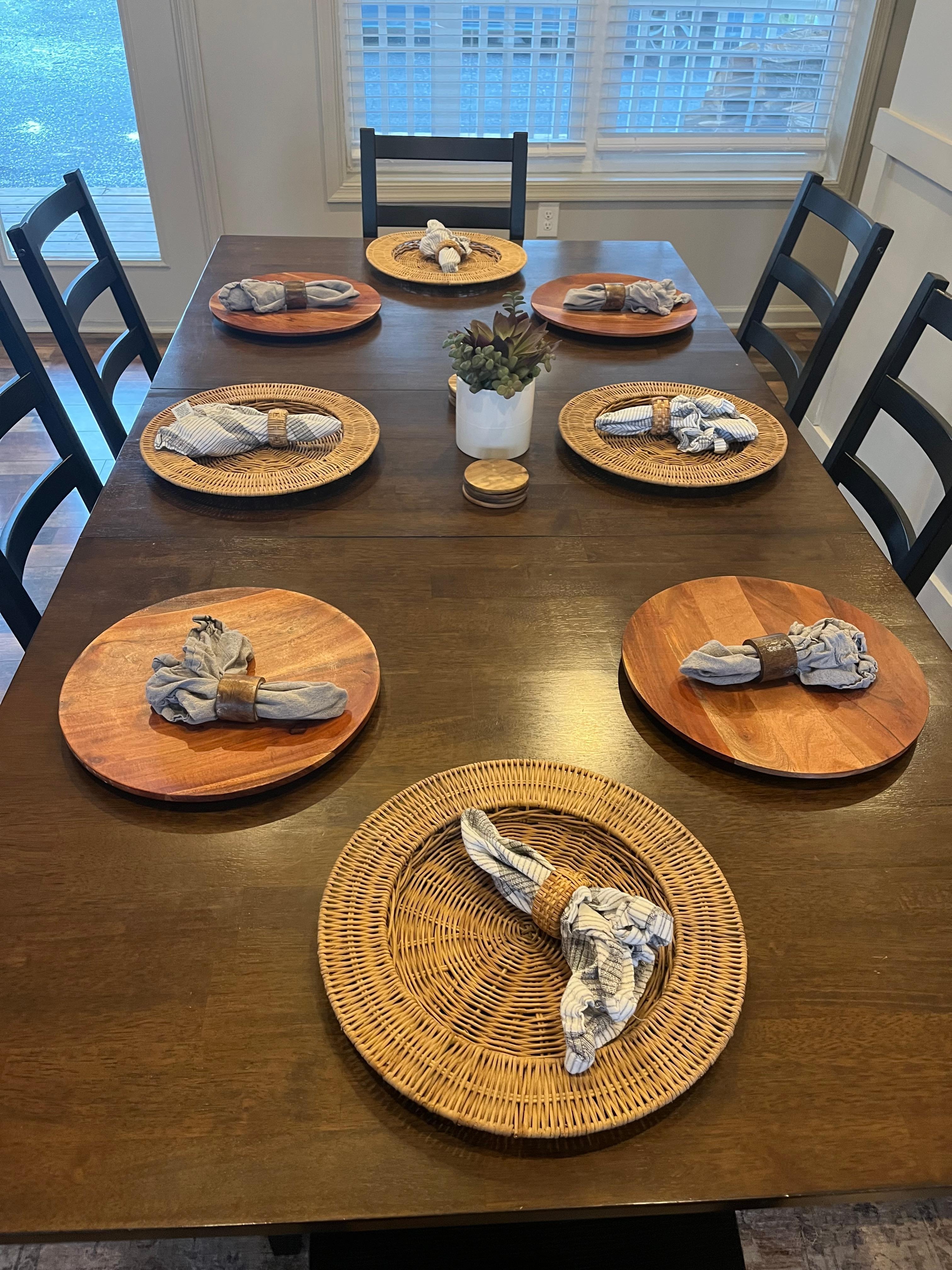 Nice setting for dinner for 8- and a card game afterwards!