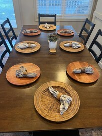 Nice setting for dinner for 8- and a card game afterwards!