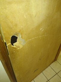 Back to bathroom door is broken bad.