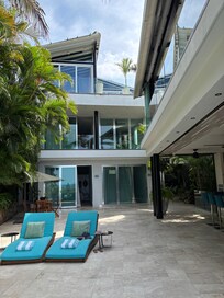 Looking back at the rooms from pool