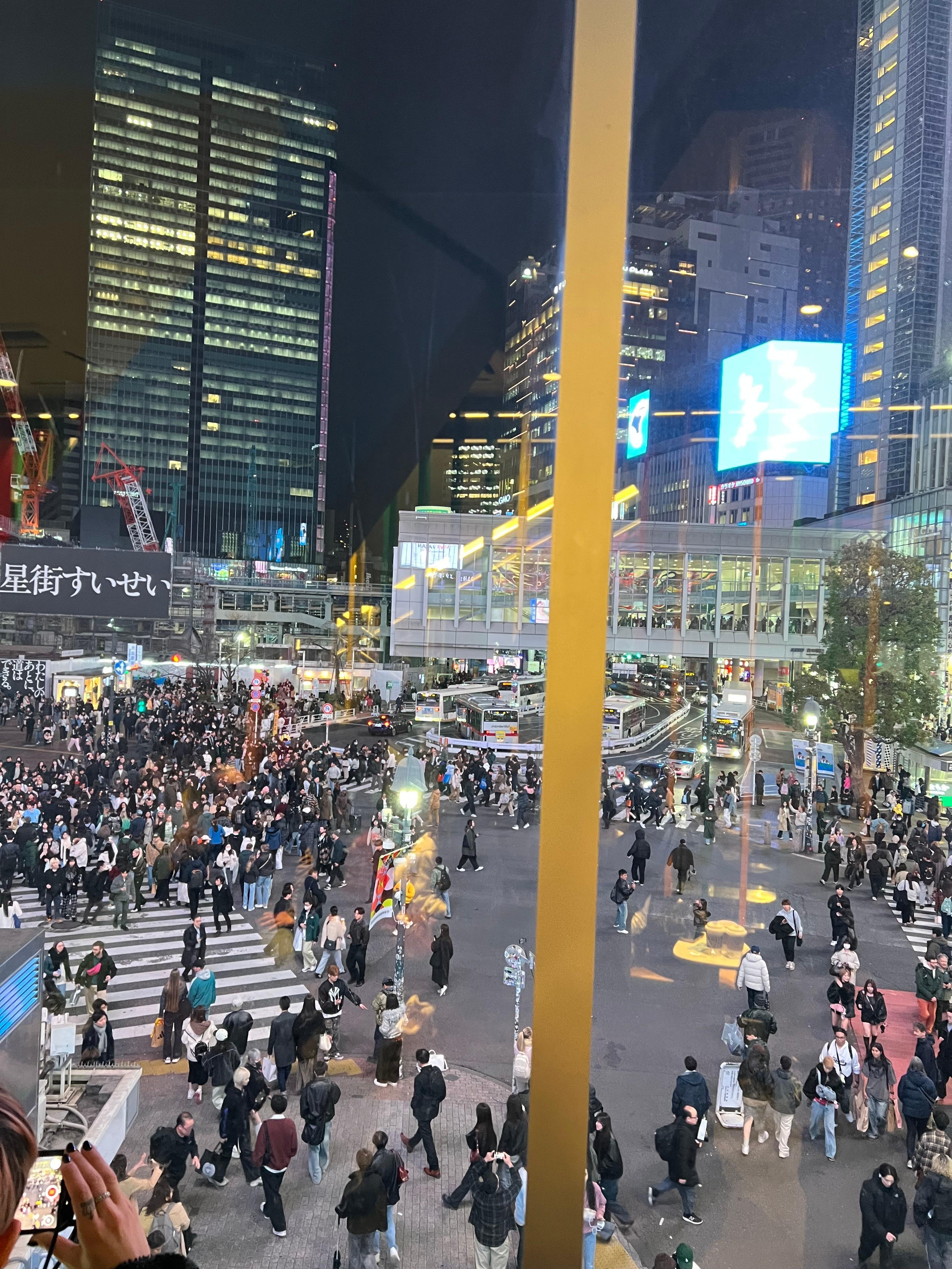 Shibuya famous crossing 2 min walk. 