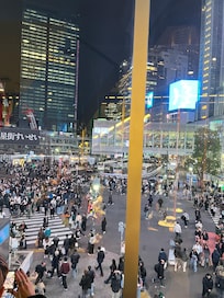 Shibuya famous crossing 2 min walk.