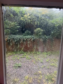 View out of the bedroom in the basement