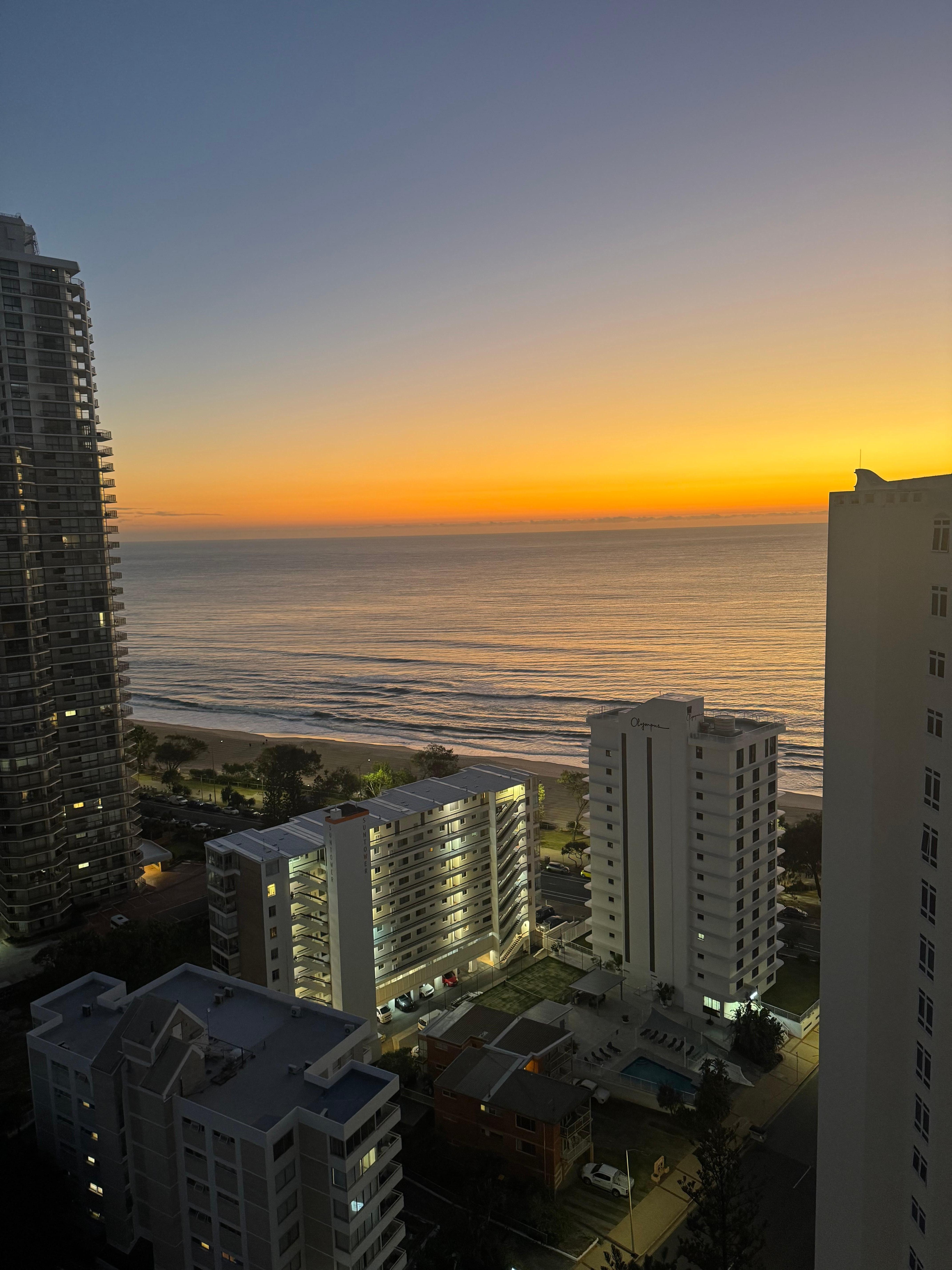 A Photo from our hotel room of the beautiful sunset.