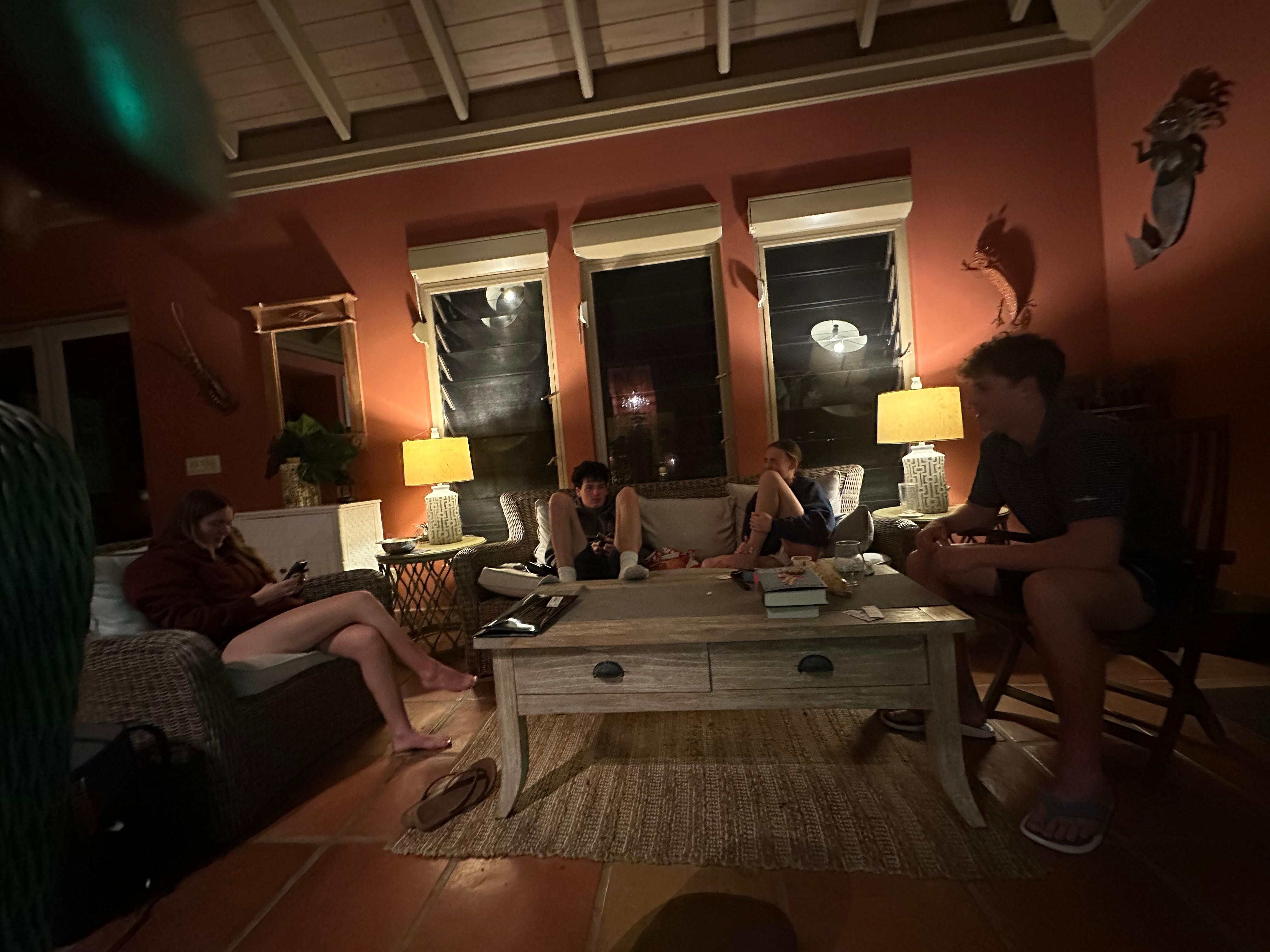 Hanging out in main room.