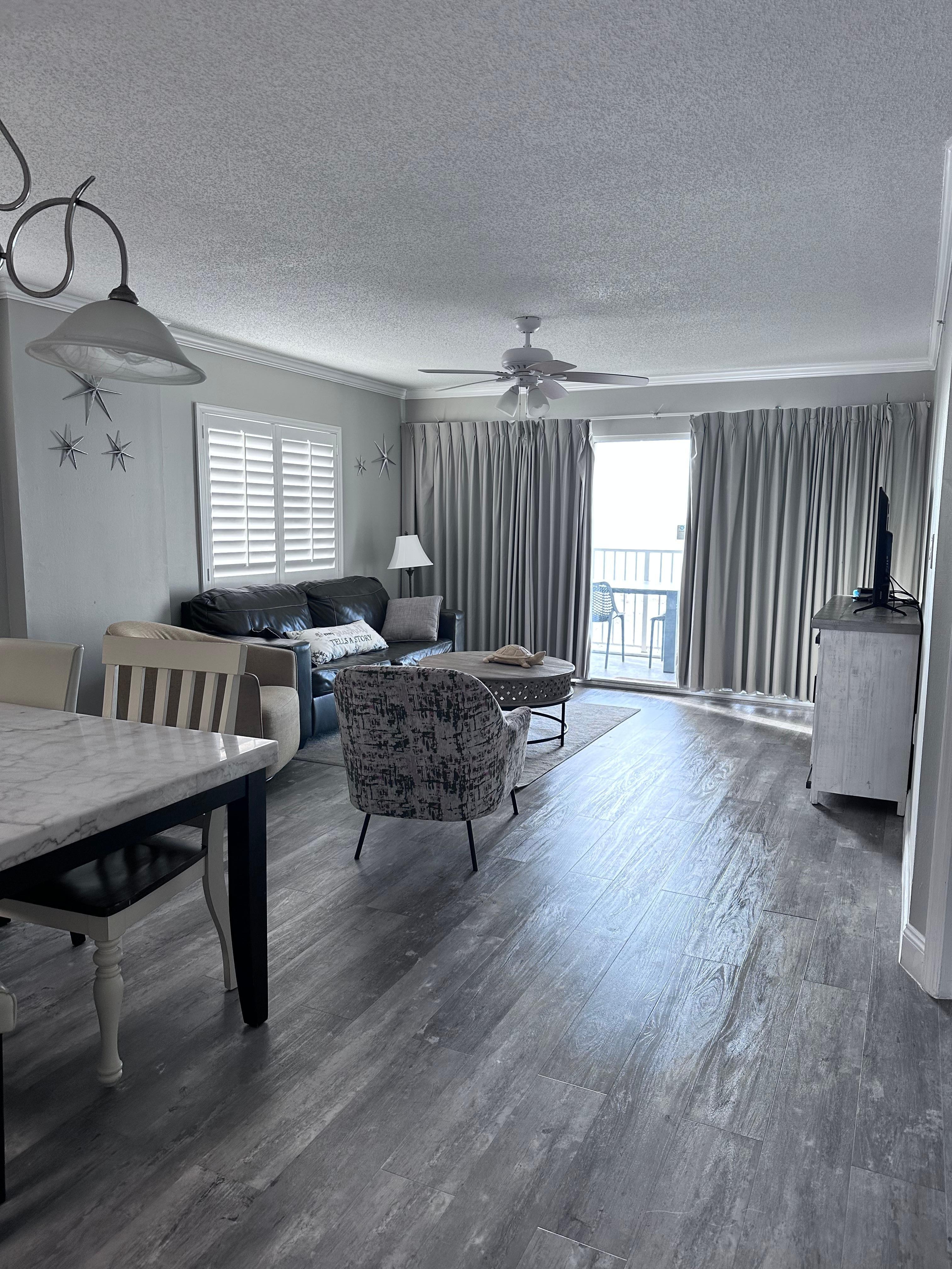 The couch is old and very uncomfortable. Rug was old and stained. 