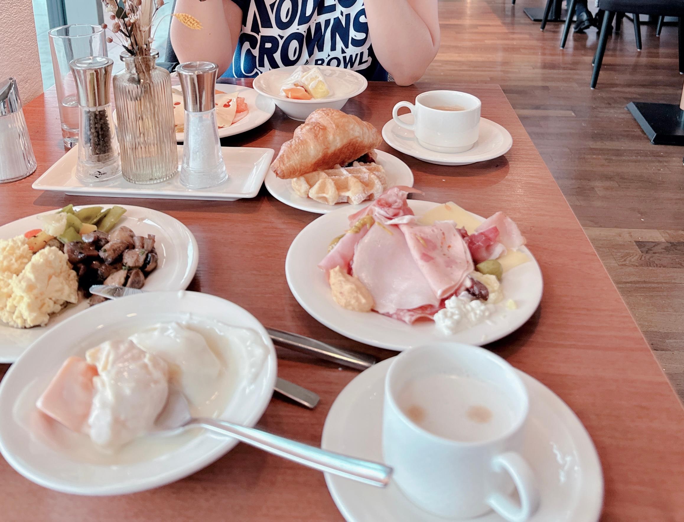 The breakfast in the hotel