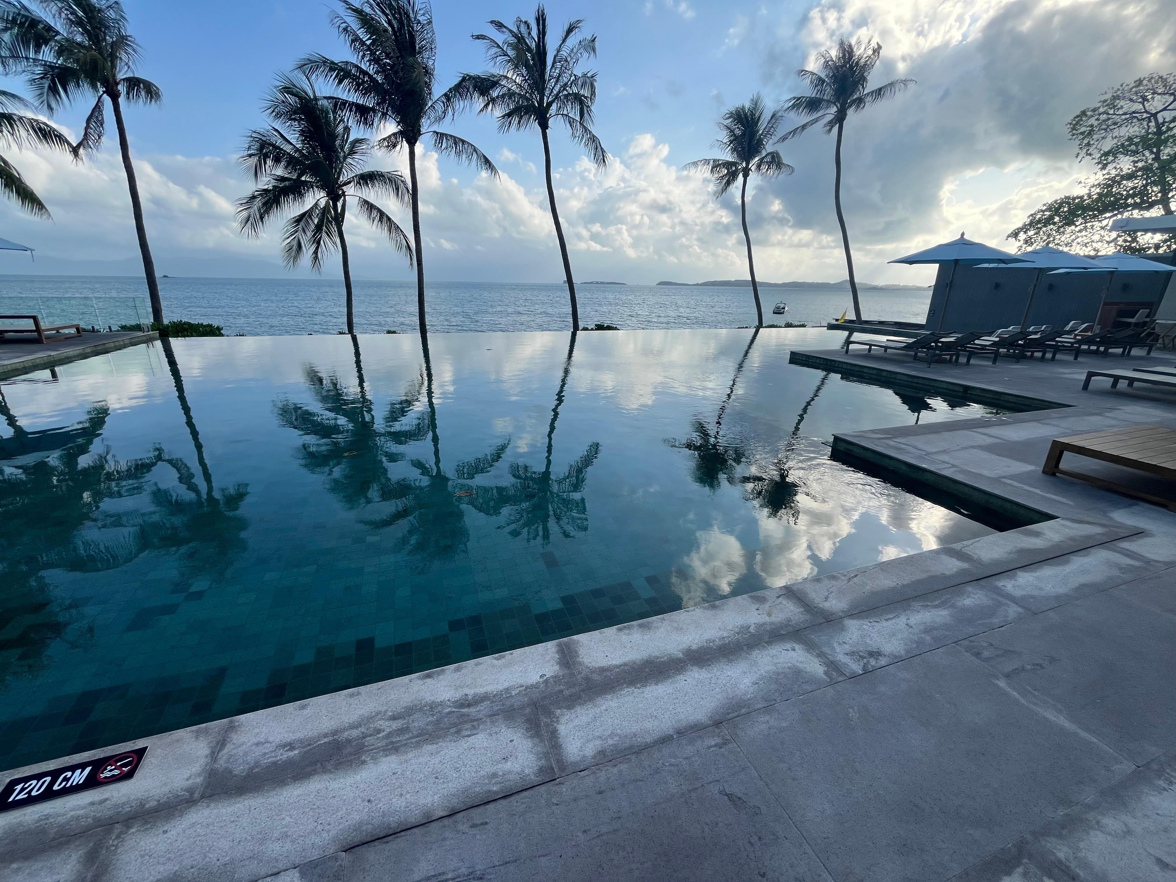 Infinity pool and beach beyond