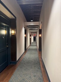 Hallway to our room - love the colors and details!