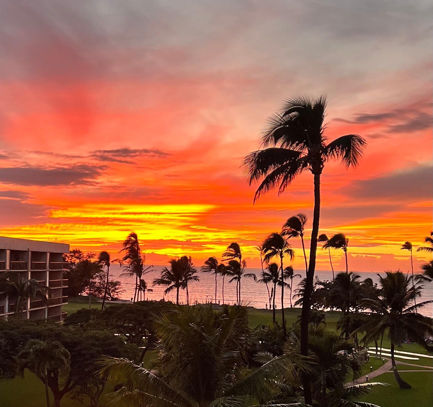Sunset from our lanai; always beautiful.