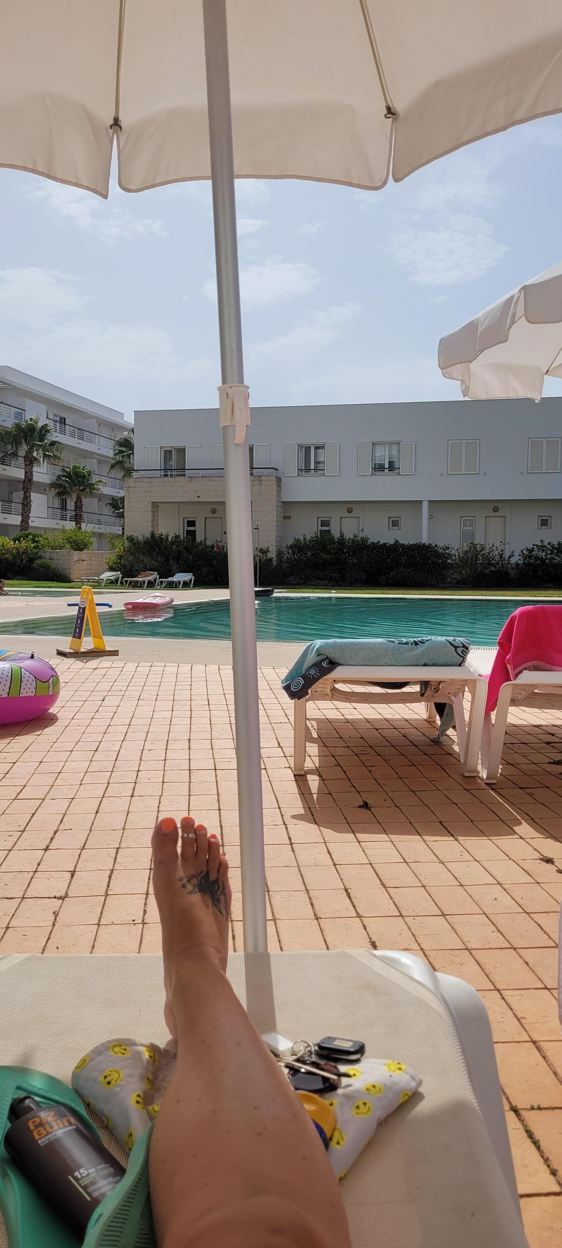 View of apartment from poolside 