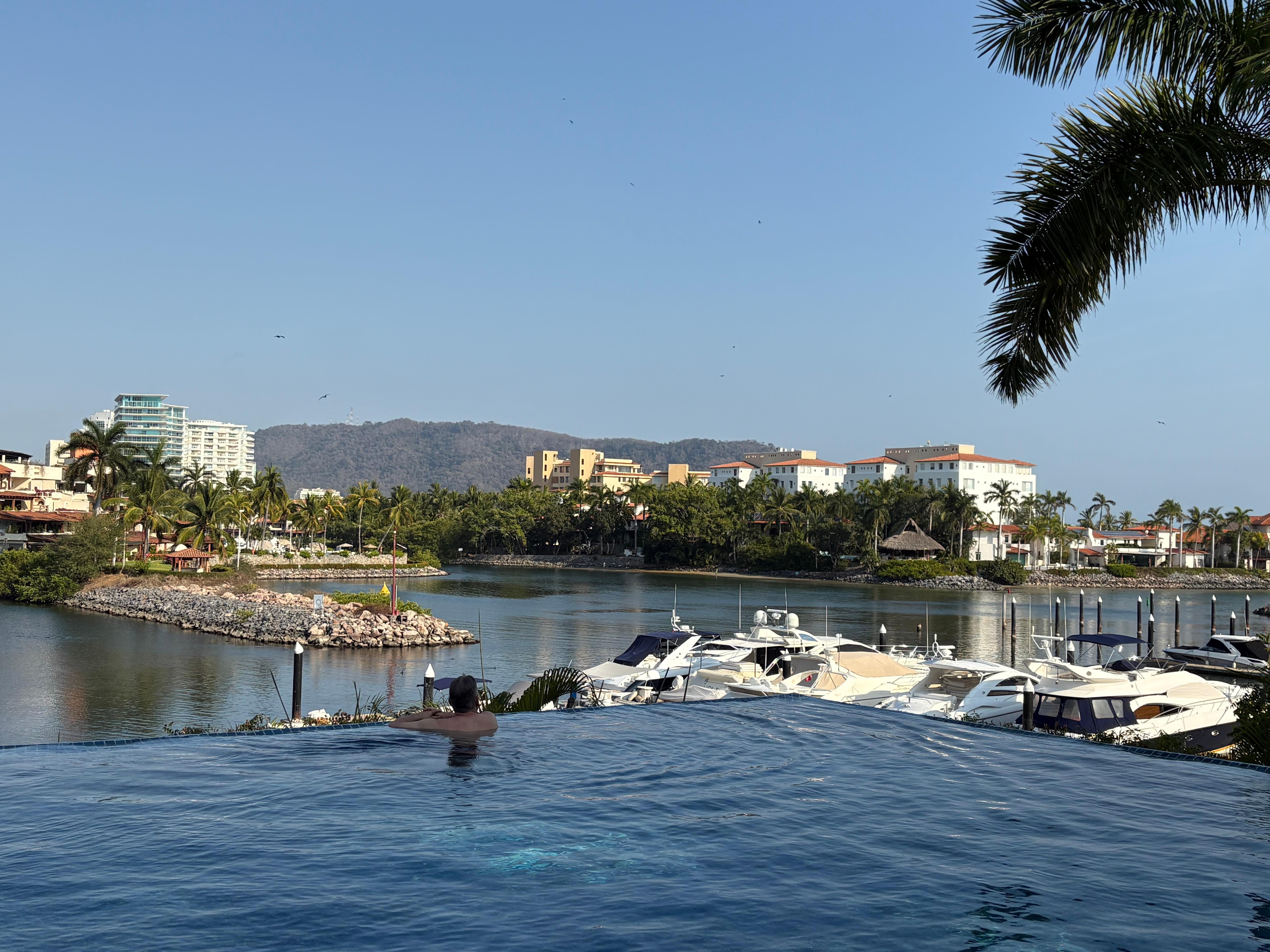Infinity pool overlooking the marina