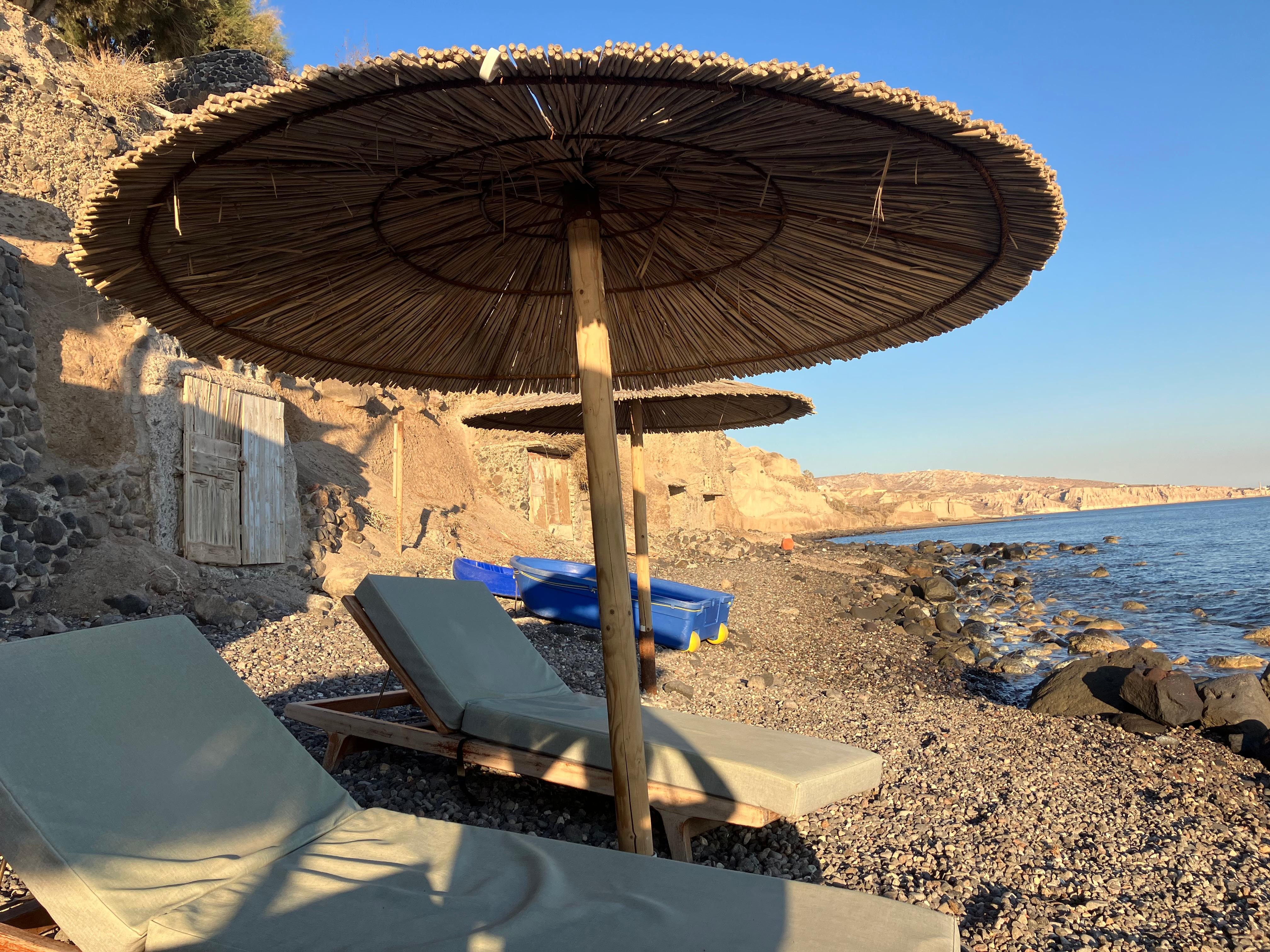 Sunbeds at the hotel