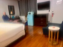 Retro room with king bed