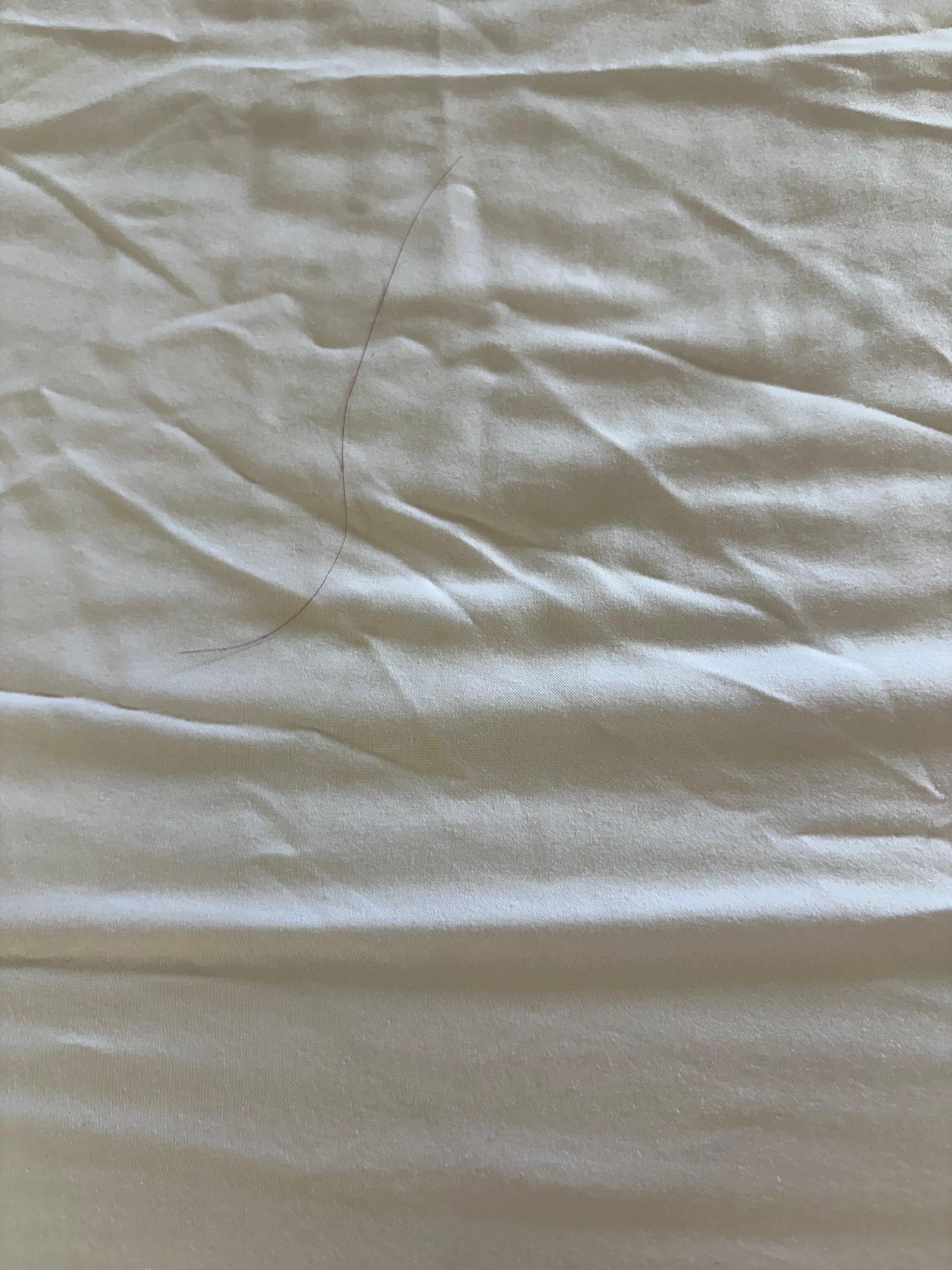 The red hair that was already in the bed this is how the beds were made and left for the next 